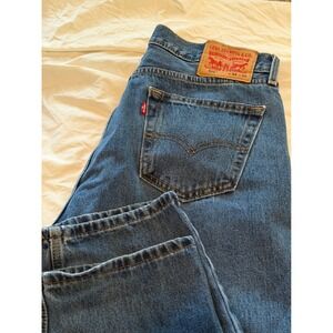 Levis 505 Regular Fit Straight Leg Jeans Medium Wash Blue Denim 34x29 Mens